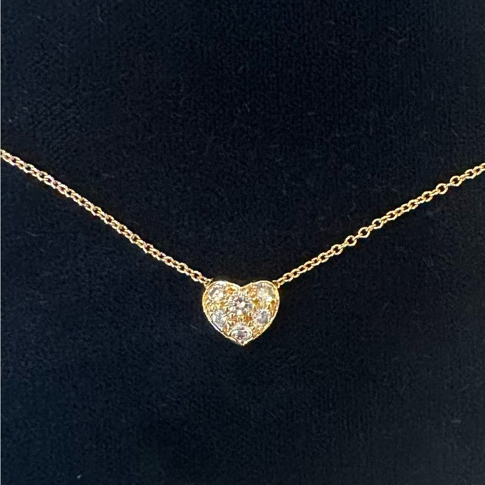 TIFFANY & CO. - 18K Gold Diamond Heart Pendent Necklace - Picture 5 of 10